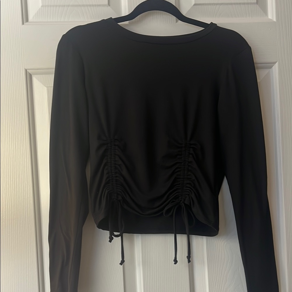 Elegant Black Ruched Women's Top